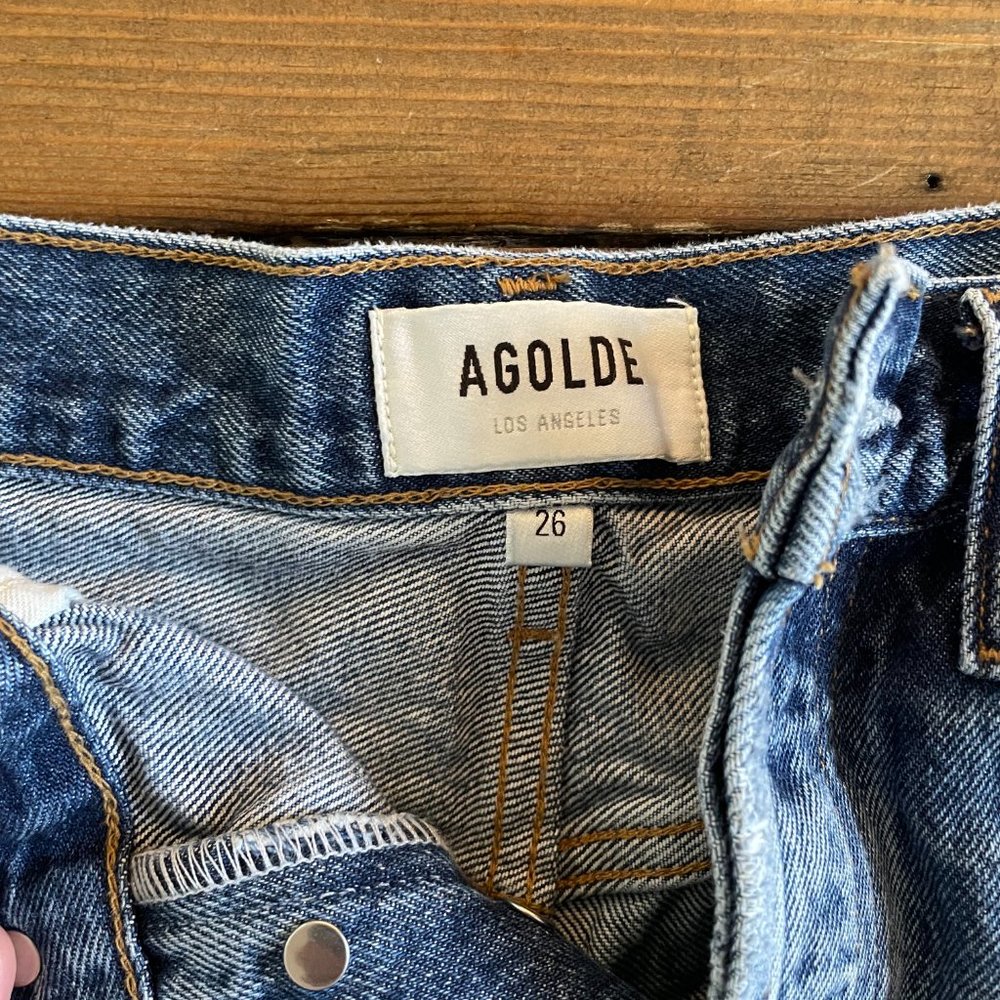 Agolde Parker Denim Cutoff Shorts - Picture 2 of 3